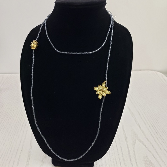 Linda Levinson Jewelry - Linda Levinson Beaded Crystal Necklace Flower Blue